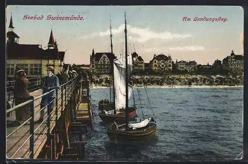 AK Swinemünde, Segelboote am Landungssteg