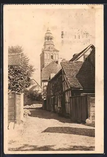 AK Drossen, Strassenpartie an der Jakobikirche
