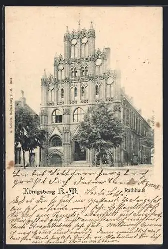 AK Königsberg /N.-M., Rathaus mit Bäumen