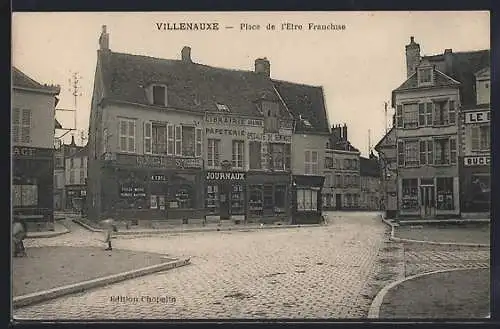 AK Villenauxe, Place de l`Être Franchisé avec librairie et papeterie