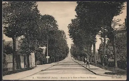 AK Villenauxe, Avenue de la Gare et Route de Sézanne