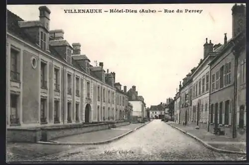 AK Villenauxe, Hôtel-Dieu et Rue du Perrey