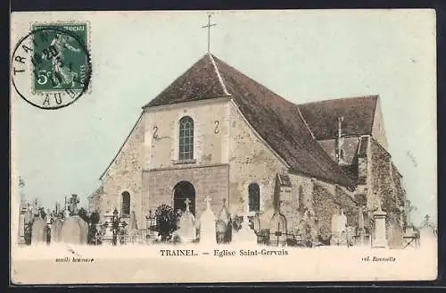 AK Trainel, Église Saint-Gervais et cimetière attenant