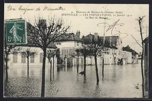 AK Dienville, Les Inondations, 21 Janvier 1910, La Rue de Bèze