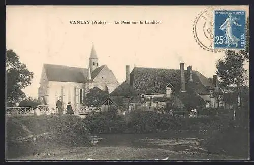 AK Vanlay, Le Pont sur le Landion et vue de l`église
