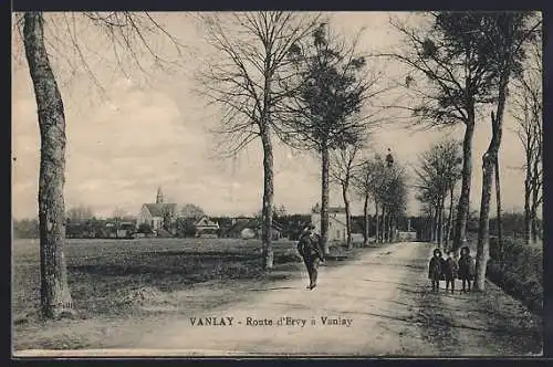 AK Vanlay, Route d`Évry à Vanlay avec village en arrière-plan