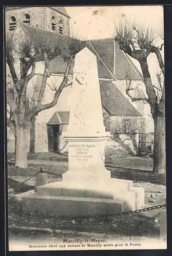 AK Marcilly-le-Hayer, Monument aux enfants morts pour la Patrie devant l`église