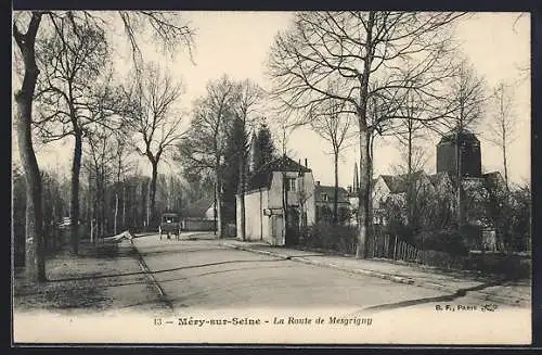 AK Méry-sur-Seine, La Route de Mesgrigny