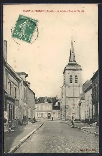 AK Rigny-le-Ferron, La Grande-Rue et l`Église
