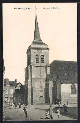 AK Rigny-le-Ferron, La place de l`église