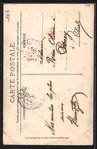 AK Ervy, Vue de l`Hôpital avec flèches de l`église en arrière-plan