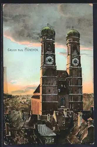 Künstler-AK Zeno Diemer: München, Blick auf die Frauenkirche