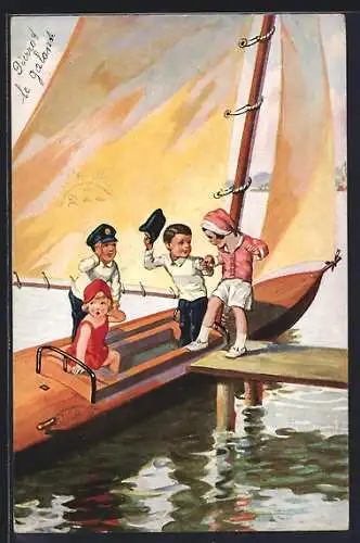 Künstler-AK Die Wasserbraut, Segelsport