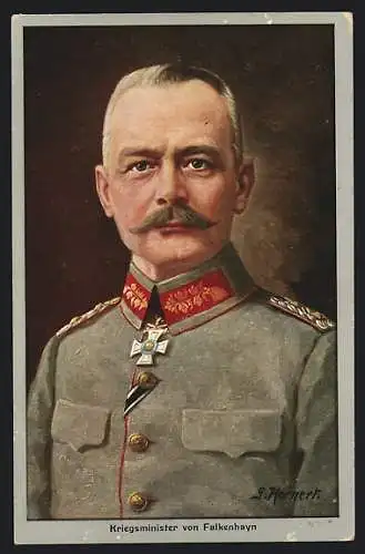 AK Kriegsminister von Falkenhayn in Uniform, Portrait