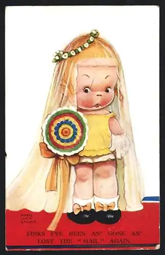 Künstler-AK Mabel Lucie Attwell: Finks I`ve Been And Gone An` Lost The Mail Again, Little Bride