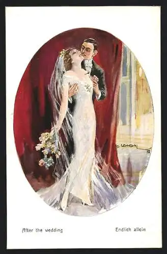 Künstler-AK Luis Usabal: After the wedding, Brautpaar nach der Hochzeit