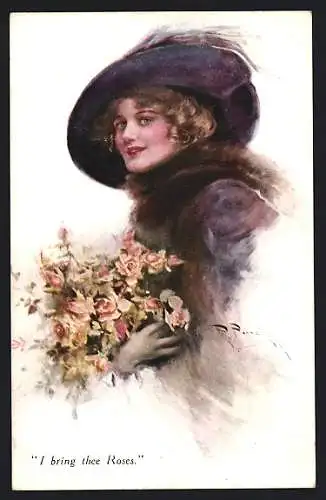 Künstler-AK sign. Pannett: I bring thee Roses