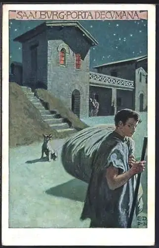 Künstler-AK Homburg v. d. H., Saalburg, Porta Decumana