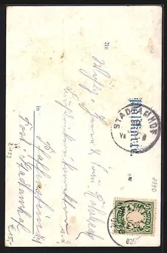 Lithographie Lindau i. B., Teilansicht und Diebsturm