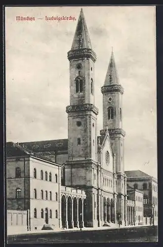 AK München, Ansicht der Ludwigskirche