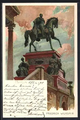 Künstler-AK Heinrich Kley: Berlin, Friedrich Wilhelm IV. Denkmal