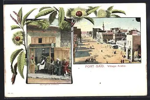 AK Port-Said, Village Arabe, Strassenpartie aus der Vogelschau
