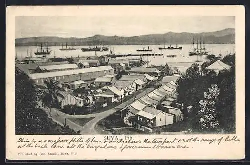 AK Suva /Fiji, Panorama with Ships in Harbour