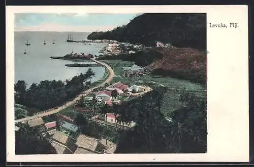 AK Levuka /Fiji, Panorama view of the city and harbour