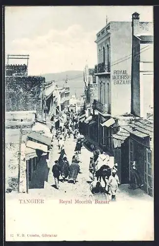 AK Tanger, Royal Moorish Bazaar mit Spaziergängern