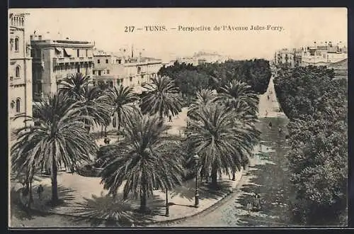 AK Tunis, Perspective de l`Avenue Jules-Ferry
