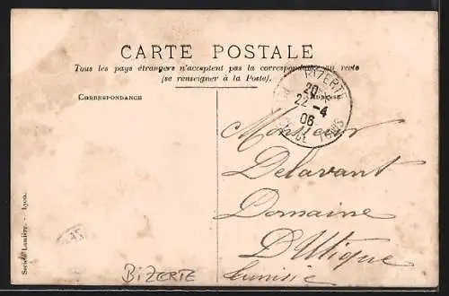 AK Bizerte, Hafenpartie mit Matrosen beim Einsteigen