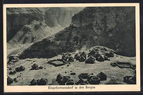 AK Basutoland, Eingeborenendorf in den Bergen