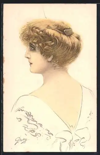 AK Rückenansicht von einer blonden Frau