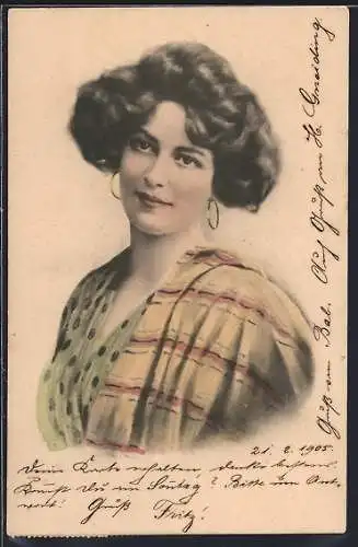 AK Junge Frau mit moderner Frisur