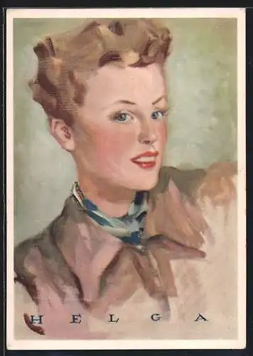 AK Helga, Junge Frau mit blonden Haaren