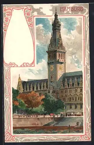 Künstler-AK Heinrich Kley: Hamburg, Rathaus