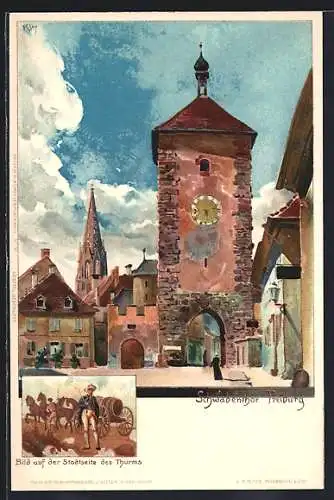 Künstler-AK Heinrich Kley: Freiburg, Schwabentor, Ortspartie