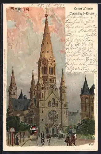 Künstler-AK Heinrich Kley: Berlin, Die Kaiser Wilhelm-Gedächtniskirche