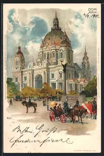Künstler-AK Heinrich Kley: Berlin, Dom mit Kutschen