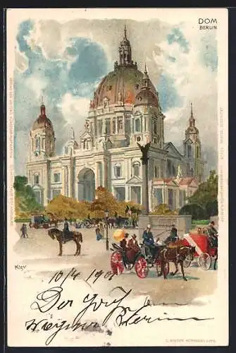 Künstler-AK Heinrich Kley: Berlin, Dom mit Kutschen