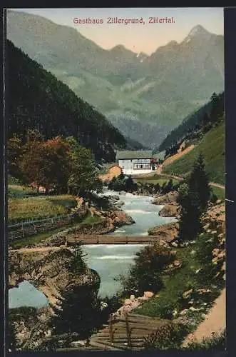 AK Zillertal, Gasthaus Zillergrund
