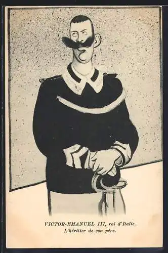 AK Victor-Emanuel III, roi d`Italie..., Karikatur