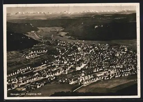 AK Ebingen / Württb., Flugzeugaufnahme des Ortes