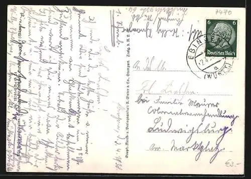 AK Ebingen / Württb., Flugzeugaufnahme des Ortes