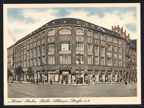 AK Berlin-Kreuzberg, Das Hertie Kaufhaus in der Belle-Alliance-Strasse 1-3