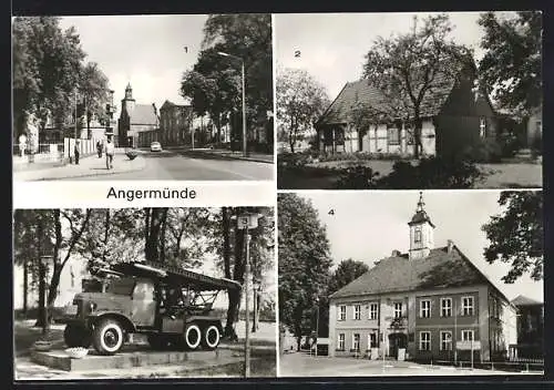 AK Angermünde, Teilansicht, Ehm-Welk-Gedenkstätte, Denkmal der legendären Katjuscha der Roten Armee in Park
