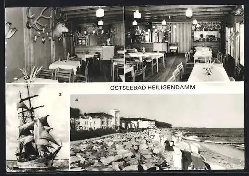 AK Heiligendamm, Gaststätte Jagdhaus, Segelschulschiff Wilhelm Pieck und Strand