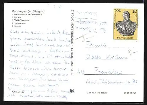 AK Karlshagen, VVN-Ehrenmal, Henrich Heine-Oberschule, Hafenpartie, Boote