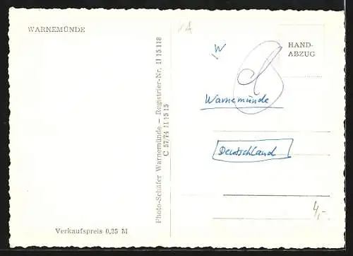 AK Warnemünde, Leuchtturm und Pavillon aus der Vogelschau