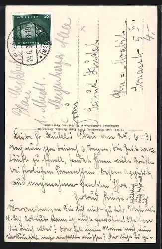 AK Plau, Kirche vom Wall gesehen